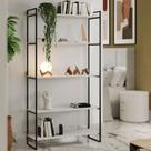 Estante Alta Guaecá 180x95 Industrial para Livros e Decor em Sala ou Escritório - Preto/branco