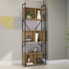 Estante Alta Industrial Kappesberg Escritório Sala 3 Nichos Base Metal MDP Marrom Madeira Estante Alta Industrial Kappesberg Escritório Sala 3 Nichos Base Metal MDP Marrom Madeira