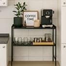 Estante Aparador Industrial Multiuso Com 2 Prateleiras Escritório Londres - JM3 Móveis Cor:Preto/Preto