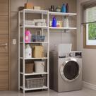 Estante Armário Multiuso e Prateleiras para Lavanderia 139cm Branco Madesa