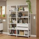 Estante Armário Multiuso Para Escritório 129cm 9 Prateleiras 2 Gavetas Branco Madesa Branco Estante Armário Multiuso Para Escritório 129cm 9 Prateleiras 2 Gavetas Branco Madesa Branco