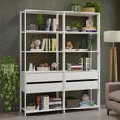 Estante Armário Multiuso para Livros 4 Gavetas 8 Prateleiras 140cm Branco Madesa