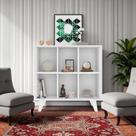 Estante Baixa Cor Branco Organizador 6 NIchos Retrô Com Pés Madeira Estante Baixa Cor Branco Organizador 6 NIchos Retrô Com Pés Madeira