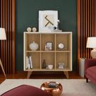 Estante Baixa Organizador 6 NIchos Retrô Com Pés Madeira Cinamomo Off White Estante Baixa Organizador 6 NIchos Retrô Com Pés Madeira Cinamomo Off White