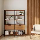 Estante Bretanha 1 PT 2 GV Freijó e Preta 145 cm