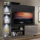 Estante c/ 3 Leds Painel TV 55" e 2 portas Dallas Multimóveis Preto/Lacca Fumê