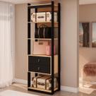 Estante Closet Guarda Roupa Modulo 2 Gavetas Freijó/Preto Estante Closet Guarda Roupa Modulo 2 Gavetas Freijó/Preto
