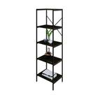 Estante com 5 Prateleiras Tub Carvalho Dark e Preta 45 cm