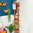 Estante de Canto de Madeira Pinus 6 Prateleiras Linea Carvalho