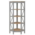 Estante de Canto em Madeira Maciça com 4 Nichos Cinza Lavado