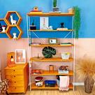 Estante de Ferro e Madeira Industrial Ample 6 Prateleiras Carvalho e Branco Estante de Ferro e Madeira Industrial Ample 6 Prateleiras Carvalho e Branco