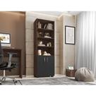 Estante De Livro Madeira Sala Avelã E Porta Pequena Preto Estante De Livro Madeira Sala Avelã E Porta Pequena Preto