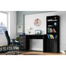 Estante De Livro Office 5 Prateleiras Preto Portas Preto