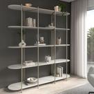 Estante de Livros 5 Prateleiras Aço com MDF Enya 180 cm - Off White Fosco c/ Champanhe Estante de Livros 5 Prateleiras Aço com MDF Enya 180 cm - Off White Fosco c/ Champanhe