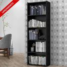 Estante de Livros e Escritório Suíça Preta 4 Prateleiras 5 Nichos Brienza Decor Estante de Livros e Escritório Suíça Preta 4 Prateleiras 5 Nichos Brienza Decor