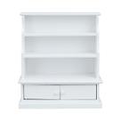 Estante de livros em miniatura de madeira branca com gavetas em escala 1:12 Dollhouse