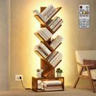 Estante de livros Hoctieon 6 Tier Tree com luzes LED marrom rústico