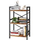 Estante de livros Homeiju de 3 níveis industrial rústica de metal marrom