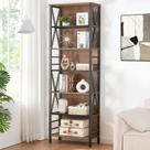 Estante de livros HOMISSUE Tall 7-Tier Rustic Wood Metal Vintage Brown
