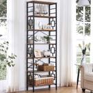 Estante de livros HOMISSUE Tall Industrial 7 Tier Metal Brown