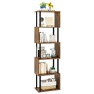 Estante de livros IBUYKE com 6 camadas de altura em forma de S, geométrica, marrom rústico