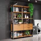 Estante de Livros Industrial 100% MDF 144cmx185cm 1 Porta 2 Gavetas
