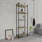 Estante de Livros Industrial Aço 60CMX187CM Multiuso 5 Prateleiras Active Yescasa Marrom/Carvalho