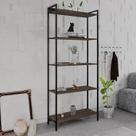 Estante de Livros Industrial Aço 80CMX187CM Multiuso 5 Prateleiras Active Yescasa Marrom/Nogal