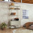 Estante de Livros Industrial MDF 89cmx200cm 2 Gavetas 5 Prateleiras