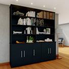 Estante de Livros Moderno MDF 191cmx210cm 5 Portas 8 Prateleiras