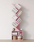 Estante de livros SUNMORY 6 Tier Tree com armário de armazenamento rosa