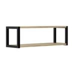 Estante de Parede 2 Níveis Berlim em Madeira Nogueira com Suporte Preto 20x20x60cm - PratK