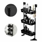 Estante de Parede 3 Andares com Ventosas e Ganchos Plástico para Banheiro Cozinha Lavanderia Preto Estante de Parede 3 Andares com Ventosas e Ganchos Plástico para Banheiro Cozinha Lavanderia Preto
