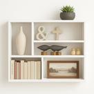 Estante de Parede Decorativa 6 Compartimentos Branca, 70x80x1cm para Sala de Estar com Prateleiras para Livros e Objetos Estante de Parede Decorativa 6 Compartimentos Branca, 70x80x1cm para Sala de Estar com Prateleiras para Livros e Objetos