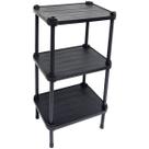 Estante de Plástico Modular Multiuso 3 Prateleiras 1 Torre Preta Montável 39 Kg Qualyplas