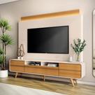 Estante de TV 85 Pol 220cm Dany Off White/Cinamomo H01 - D'Rossi Estante de TV 85 Pol 220cm Dany Off White/Cinamomo H01 - D'Rossi