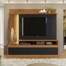 Estante e Home Theater Ripado para TV até 60 Polegadas com 183cmx179cm Led 2 Portas Nt 1295 Marrom Freijó Trend/Preto Tx Estante e Home Theater Ripado para TV até 60 Polegadas com 183cmx179cm Led 2 Portas Nt 1295 Marrom Freijó Trend/Preto Tx