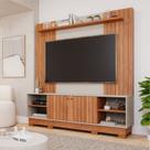 Estante e Home Theater Ripado para TV até 70 Polegadas 100% MDF 180cmx196,4cm Caribe Marrom Cinamomo/Off White