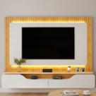 Estante e Home Theater Ripado para TV até 70 Polegadas com 100% MDF 210cmx180cm Led Treviso Cinza Bali/Cedro