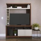 Estante Elba para TV's de até 50 Polegadas com 2 Pts com Frisos - Nogueira Real/ Off White Matte Colibri