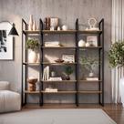 Estante em Ferro com MDF Estilo Industrial Lisboa Preto