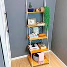 Estante Escada Torre de Ferro e Madeira Industrial Slim 5 Prateleiras Carvalho e Branco Estante Escada Torre de Ferro e Madeira Industrial Slim 5 Prateleiras Carvalho e Branco