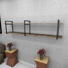 Estante estilo industrial sala aço cor preto 180x30x40cm CxLxA amadeirado escuro modelo ind39aesl