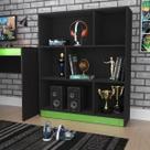 Estante Gamer com 6 Nichos B25 - Preto/Verde
