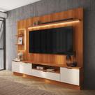Estante Home + 1 Torre Sala 225cm Para TV 75 Pol Atenas Lukaliam Jequitiba/Off White