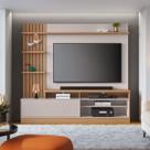 Estante Home 200 Cm SEM PÉS Ripado Lateral Spot de Led para TV até 65' Maceio Off White