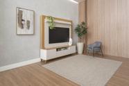 Estante Home 200cm para TV Munique Linea Brasil - Tauari/Off White Fosco