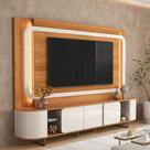 Estante Home Atlanta para TV até 75” com LED Cantos Arredondados e Pés de Ferro Design Sala Luxo