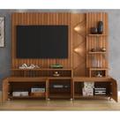 Estante Home Cross Para Tv Até 55 Polegadas 4 Portas Prateleiras Luz Led E Rodízio Jequitibá - Lukaliam