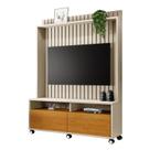 Estante Home Estilos Para Tv Até 55 Polegadas -2 Portas e Nicho -Ripado -Rodizio -Carmolar